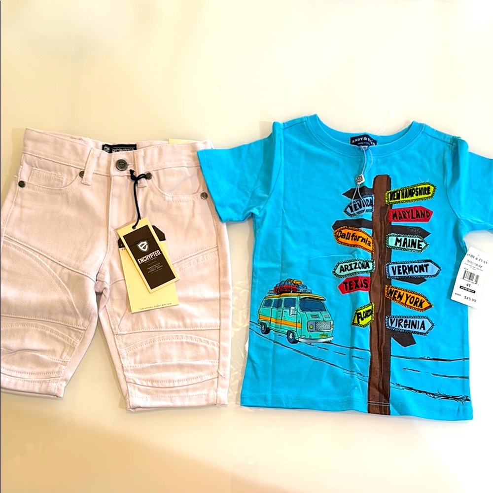 Blue Graphic Tee and White Jean Shorts